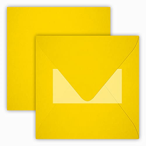 15,5 x 15,5 cm Briefumschläge,120 g/m² Umschläge,quadratisch, Haftklebung,eingeschweißt -Intensiv Gelb ; 25 Stück von Briefumschläge24Plus