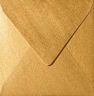 25 Briefumschläge 13,0 x 13,0 cm 130 x 130 mm Gold Metallic Verschluss: feuchtklebend Grammatur: 90 g/m² von Briefumschläge24Plus