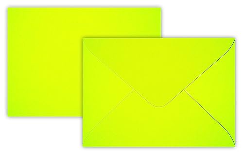25 Briefumschläge B6 DIN 12,5 x 17,6 cm Neon Gelb, Verschluss : Feuchtklebend mit Dreieck Lasche (Neon) ! Grammatur: 100 g/m² von Briefumschläge24Plus