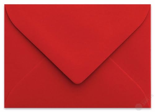 25 Briefumschläge B6 DIN 12,5 x 17,6 cm Rot, Verschluss : Feuchtklebend mit Dreieck Lasche Grammatur: 120 g/m² von Briefumschläge24Plus