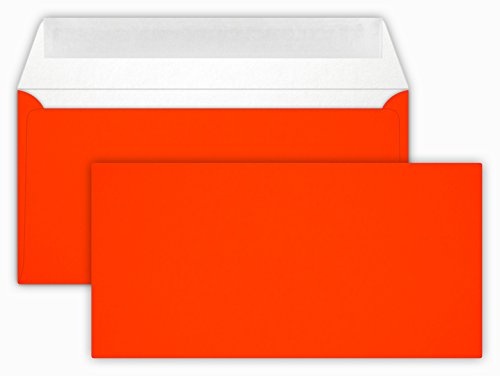 25 Briefumschläge NEON Orange Din lang 11 x 22 cm mit Haftstreifen, Grammatur 90 g/m² von Briefumschläge24Plus