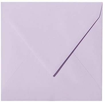 25 Quadratische Briefumschläge (120g) Farbe: Flieder ohne zu befeuchten 150 x 150 mm 15 x 15 cm, mit Dreieckslasche von Briefumschläge24Plus