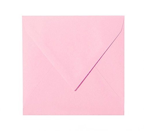 25 Quadratische Briefumschläge (120g) Farbe: Rosa 150 x 150 mm 15 x 15 cm, mit Dreieckslasche von Briefumschläge24Plus