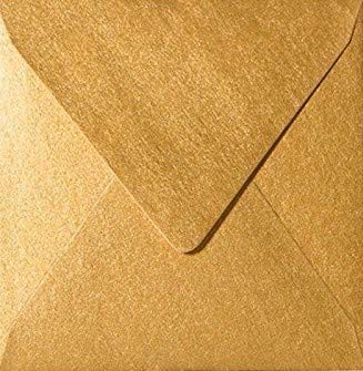25 Quadratische Briefumschläge 15 x 15 cm 150 x 150 mm Gold Metallic Verschluss: Haftklebend zum Abziehen Grammatur: 90 g/m² von Briefumschläge24Plus