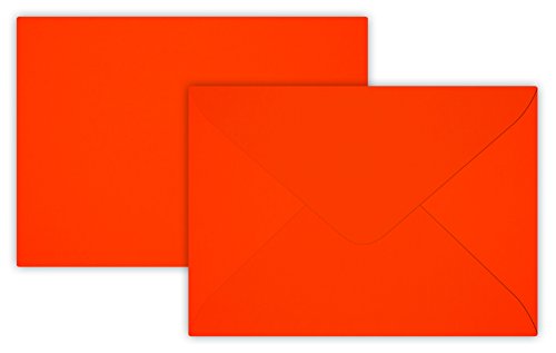 50 Briefumschläge B6 DIN 12,5 x 17,6 cm Neon Orange, Verschluss : Feuchtklebend mit Dreieck Lasche (Neon Orange) ! Grammatur: 100 g/m² von Briefumschläge24Plus