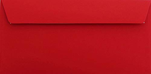 50 - Briefumschläge in Rosen Rot Kuverts in DIN Lang Format 110 x 220 mm | Nassklebung | komplett durchgefärbtes Papier | Post-Umschläge ohne Fenster | ideal für Grußkarten und Einladungen von Briefumschläge24Plus