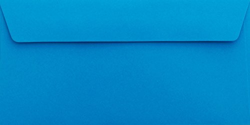 50 Din lang Briefumschläge Blau Din lang 11 x 22 cm mit Haftstreifen, Grammatur 120 g/m² von Briefumschläge24Plus