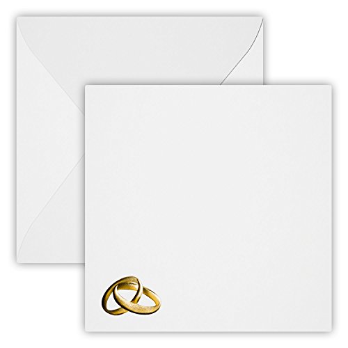 50 Quadratisch Hochzeit Ringe Gold Briefumschläge 15 x 15 cm 150 x 150 mm Weiß Verschluss: feuchtklebend Grammatur: 120 g/m² von Briefumschläge24Plus