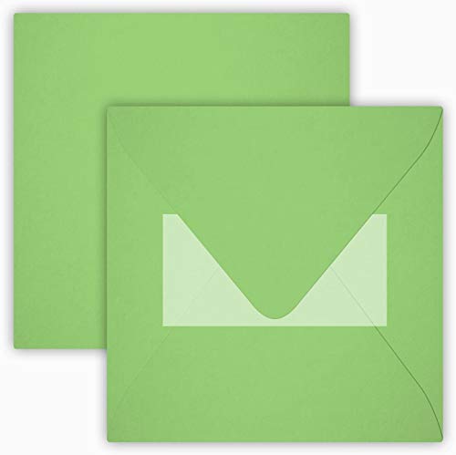 50 Quadratische Briefumschläge Farbe: Gras Grün 15 x 15 cm 150 x 150 mm Selbstklebende mit Dreiecklasche Weltweit Einmalig ohne zu befeuchten der Umschläge von Briefumschläge24Plus