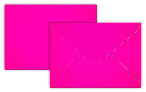 6 x 9 cm Mini Briefumschläge - Neon Pink - 25 stück - Miniatur Kuverts, nassklebend für Blumen-Grüße, Grußkarten, Anhänger & Geld-Geschenke, für Visitenkarte von Briefumschläge24Plus