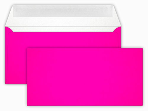 75 Briefumschläge NEON Pink Din lang 11 x 22 cm mit Haftstreifen, Grammatur 90 g/m² von Briefumschläge24Plus