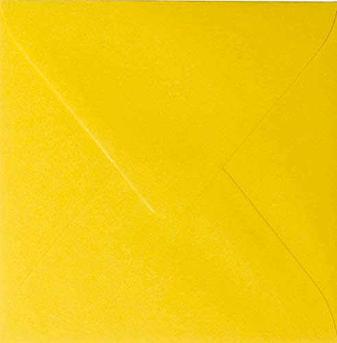 Briefumschläge 25 Quadratisch 14,5 x 14,5 cm 145 x 145 mm Intensiv Gelb mit Innenfutter ( Weiß ) Verschluss: feuchtklebend mit Innenfutter ( Weiß )Grammatur: 100 g/m² von Briefumschläge24Plus