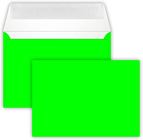 Briefumschläge24Plus Style und Trend für 2023/24 50 - Briefumschläge C6 DIN (114-162 cm) Neon Grün, Verschluss - Technik: Querlasche mit Abziehstreifen ! Grammatur : 90 g/m² Briefumschläge24Plus von Briefumschläge24Plus