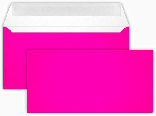 DIN Lang -11 x 22 cm - 25 Brief-Umschläge Neon Pink - 120 g/m² - die Umschläge sind eingeschweißt - haftklebung - Kuvert ohne Fenster von Briefumschläge24Plus