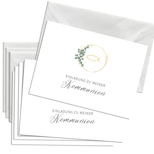 Briefzauber 12x Einladungskarten Kommunion mit 12x Umschlägen | Din A6 Set mit Einfüllhilfe | Motiv: Minimalistisch von Briefzauber
