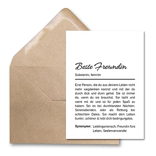Briefzauber Definitionskarte beste Freundin | Set: A6 Karte mit Kraftpapierumschlag | Geschenk Freundin, Lieblingsmensch, BFF von Briefzauber