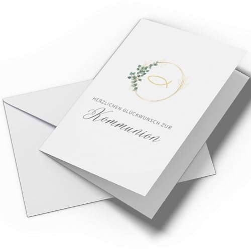 Glückwunschkarte Kommunion | Set aus A6 Klappkarte und Umschlag | Erstkommunion Karte, Kommunionkarten Glückwunsch (Variante: Kommunion Karte - Minimalistisch) von Briefzauber