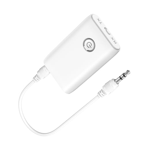 Brifit Bluetooth Adapter 5.3, 2 in 1 Bluetooth Sender Empfänger, Bluetooth Aux Adapter Klinke 3,5mm, Bluetooth Audio Empfänger für Auto, TV, PC, Lautsprecher, Kopfhörer - Weiß von Brifit