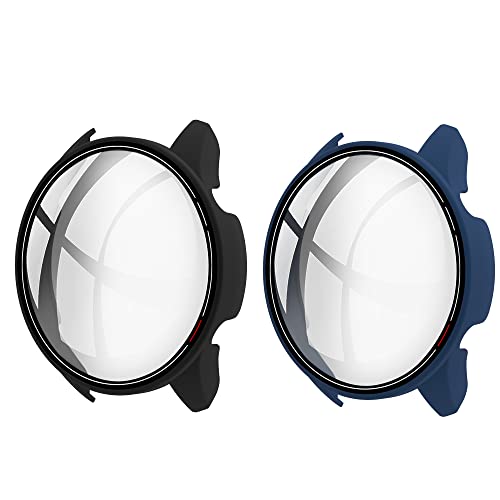 Brifu Hülle kompatibel mit Galaxy Watch Active 2 (44 mm) PC Cover mit Hartglasschutz, Ultradünner Vollschutz für Galaxy Watch Active 2 (44 mm) Schutzhülle-Schwarz+blau von Brifu
