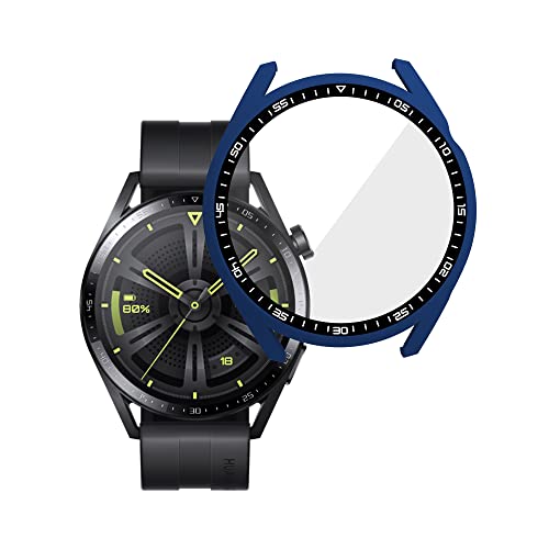Brifu Hülle kompatibel mit Huawei Watch GT3 46mm PC Cover mit Hartglasschutz, Ultradünner Vollschutz für Huawei Watch GT3 46mm Schutzhülle-Blau von Brifu
