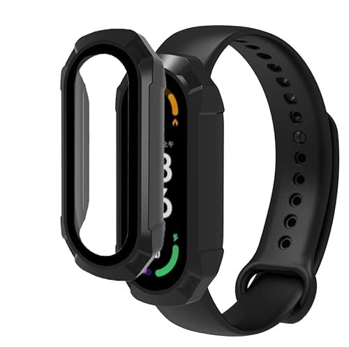 Brifu Hülle kompatibel mit Xiaomi Mi Smart Band 7 PC Cover mit Hartglasschutz, Ultradünner Vollschutz für Xiaomi Mi Smart Band 7 Schutzhülle-Schwarz von Brifu