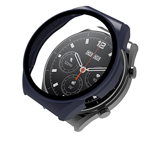 Brifu Hülle kompatibel mit Xiaomi Watch S1 PC Cover mit Hartglasschutz, Ultradünner Vollschutz für Xiaomi Watch S1 Schutzhülle-Dunkelblau von Brifu