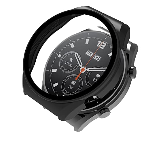 Brifu Hülle kompatibel mit Xiaomi Watch S1 PC Cover mit Hartglasschutz, Ultradünner Vollschutz für Xiaomi Watch S1 Schutzhülle-Schwarz von Brifu