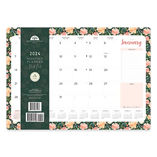 Bright Day, 2024 Aquarell-Schreibtischunterlage, Bürokalender, 16 Monate, 39,9 x 27,9 cm, niedlicher bunter Planer von Bright Day Calendars