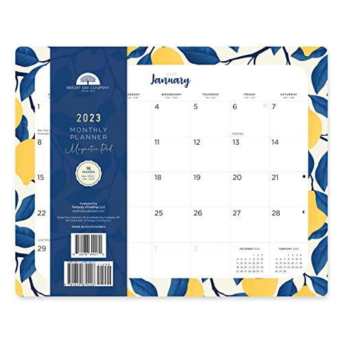 Bright Day Magnetischer Kühlschrank-Kalender 2023, Wandkalender-Block, 16 Monate, ca. 20,5 x 25,5 cm, blaue Zitrone von Bright Day Calendars