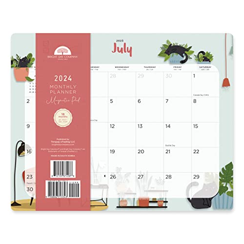 Bright Day Magnetischer Kühlschrankkalender, Wandkalender, 2024, 16 Monate, 20,3 x 25,4 cm, Juli 2023 - Dezember 2024, Katzen von Bright Day Calendars