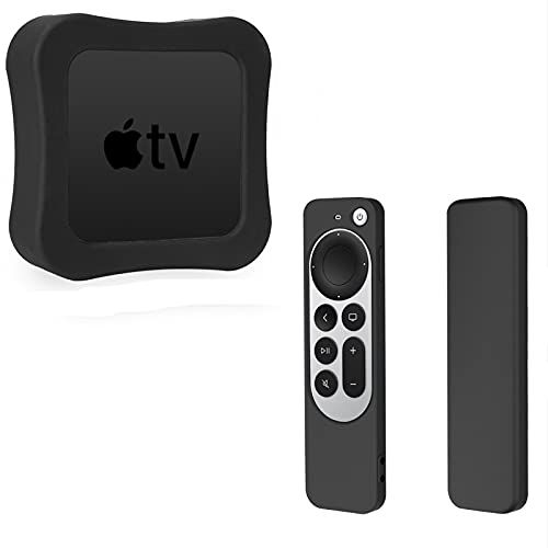 Silikon Schutzhülle für 2021 Apple TV 4K(32g,64GB),Hülle für 2021 Apple TV 4K,Schutzhülle für Siri Remote (schwarz) von Bright