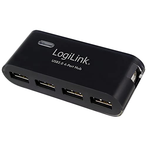 4-Port USB 2.0 HUB in elegantem Schwarz, ideal für die Erweiterung Ihrer Konnektivität.Inklusive Netzteil und USB-Kabel, perfekt für die Stromversorgung Ihrer Geräte. von Brightium
