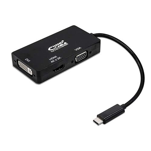 Brightium USB-C auf VGA/DVI/HDMI Konverter (3-in-1), Schwarz von Brightium