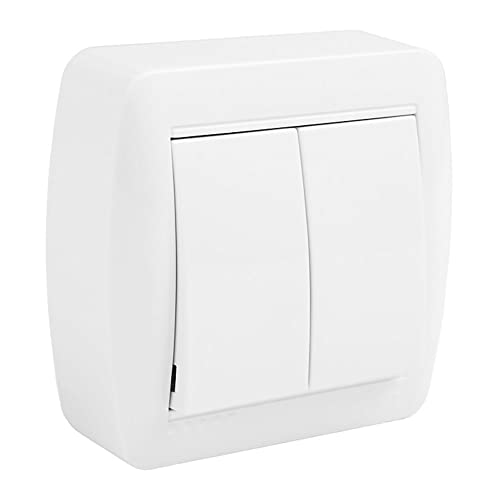 Doppelschalter, 74 x 72 x 28 mm, ideal für jede Wand. Perfekt für die Steuerung des Lichts in Häusern und Büros. Das funktionale und elegante Design passt zu jeder Umgebung. von Brightium