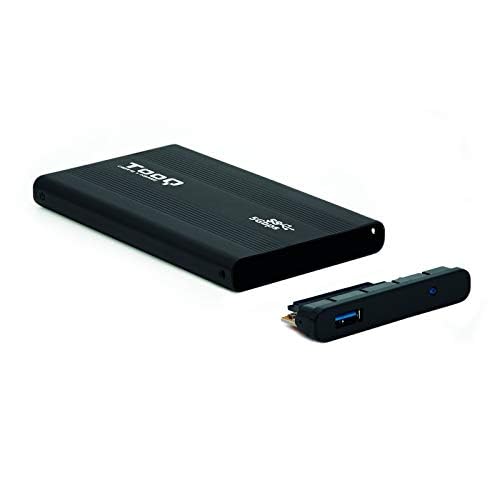 Festplattengehäuse für 2,5-Zoll-Festplatten (SATA I/II/III bis zu 9,5 mm hoch, USB 3.0), Aluminium, LED-Anzeige, Schwarz, 50 g von Brightium
