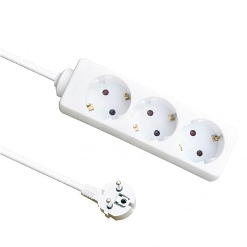 Mehrfachsteckdose mit 3 Steckdosen, 1,5 m Kabel, 3 g x 1,5 mm Kupfer, max. 3500 W, ideal zum Anschluss verschiedener elektrischer Geräte. von Brightium