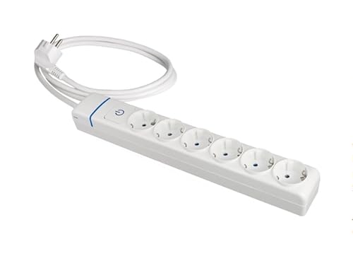 Mehrfachsteckdose mit 6 Steckdosen mit 1,5 m langem Kabel und Internetverbindung, ideal für den Anschluss von elektronischen Geräten und zur Verbesserung des Heimnetzwerks. von Brightium