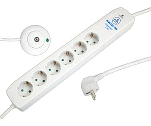 Sockel mit 6 Steckdosen mit Fußschalter, Weiß, ideal zum Anschluss mehrerer Geräte und zur Steuerung der Stromversorgung. von Brightium