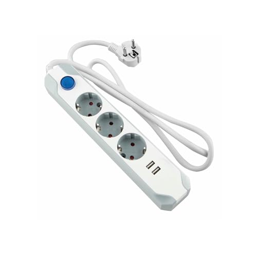 Spannungsregler, 3 Steckdosen + 2 USB, 1,5 m langes Kabel, ideal für die Stromversorgung elektronischer Geräte und mehrerer Ladungen. Spannungsregler, 3 Steckdosen + 2 USB, 1,5 m langes Kabel, ideal für die Stromversorgung elektronischer Geräte und mehrerer Ladungen. von Brightium