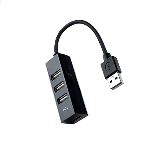 USB-2.0-Hub mit 4 USB-A-Buchsen und integriertem 15 cm langem USB-A-Stecker-Kabel, schwarz, ideal zum Erweitern der USB-Verbindungen Ihrer Geräte. von Brightium