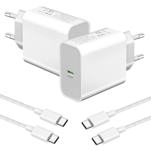 2Pack 45W USB C Ladegerät mit Ladekabel für Samsung Galaxy S24 Ultra/S24 Plus/S23 Ultra/S22+/S21,Note 10/20,Tab S9/S8 S7,A54 A53 A55 A25 5G,Typ C Handy Schnellladegerät Netzteil Ladestecker Stecker von Brighttodays