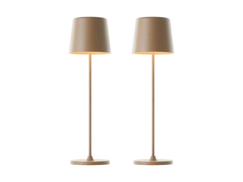 BRILLIANT LED-Akku-Tischleuchte Kaami, 2 W, 310 lm, 3000 K, cappuccino, 2er Set von Brilliant