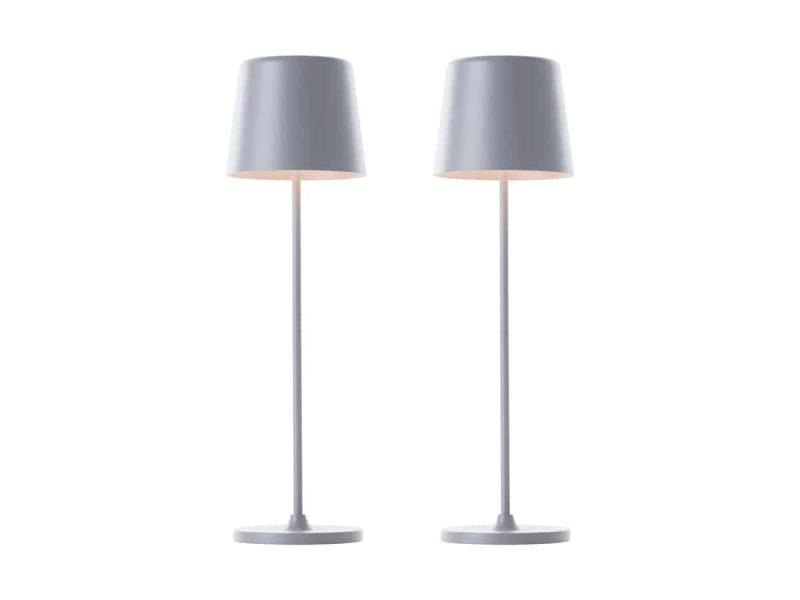 BRILLIANT LED-Akku-Tischleuchte Kaami, 2 W, 310 lm, 3000 K, grau, 2er Set von Brilliant