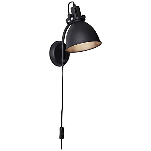 BRILLIANT Lampe Jesper Wandspot Zuleitung und Schalter schwarz korund | 1x A60, E27, 40W, geeignet für Normallampen (nicht enthalten) | Mit Zuleitung und Schnurzwischenschalter von Brilliant