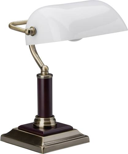 Brilliant Bankir 92679/31 Tischlampe Halogen E27 60W Messing-antik von Brilliant