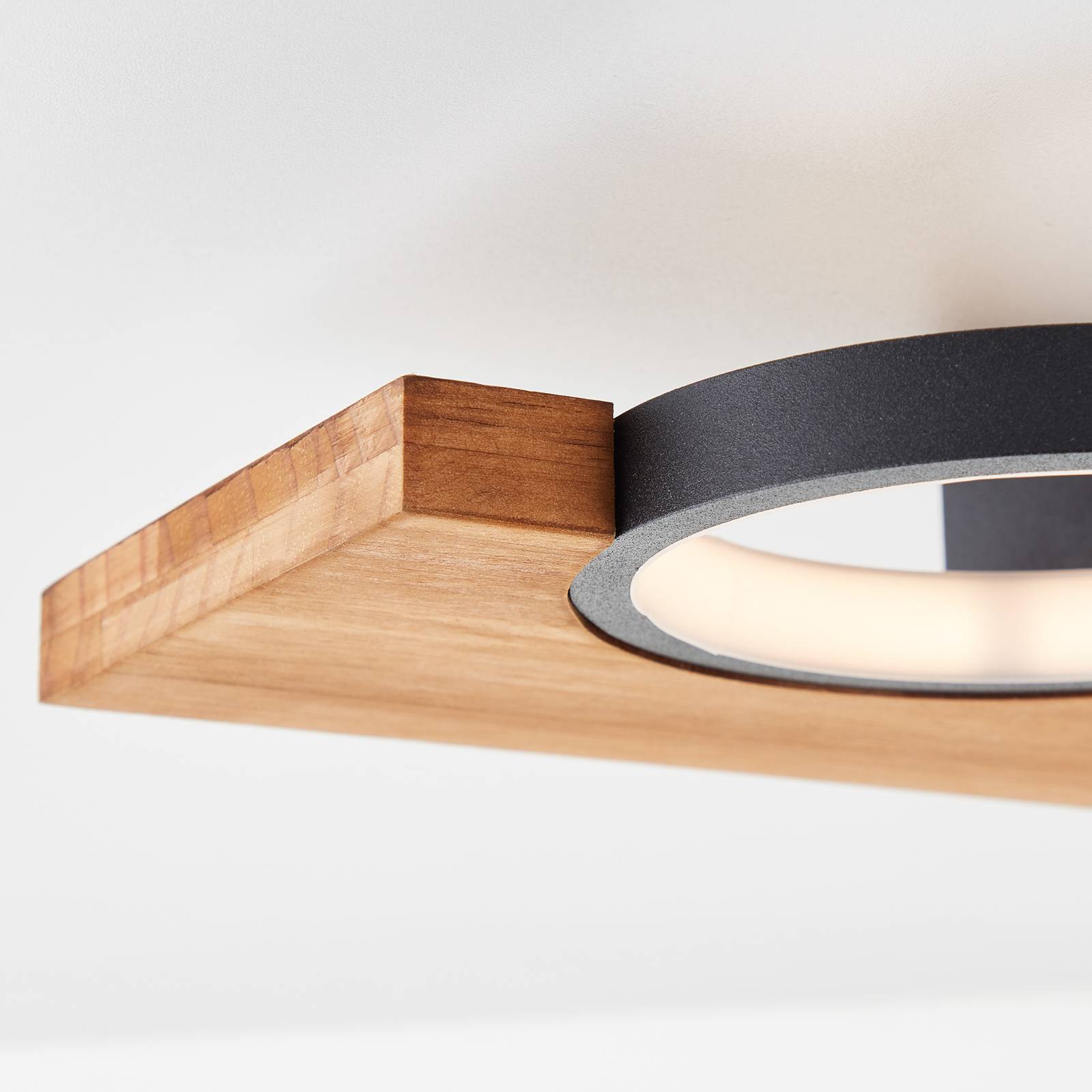 Deckenlampe Cheesy aus Holz, zweiflammig von Brilliant