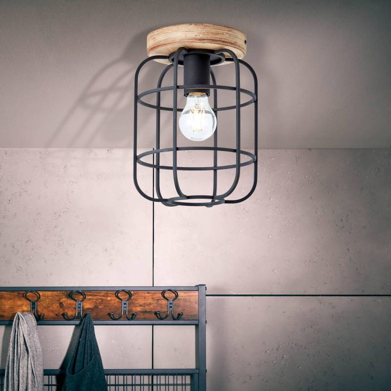 Deckenleuchte Gwen, Ø 20 cm, holz antik/schwarz, Metall/Holz von Brilliant