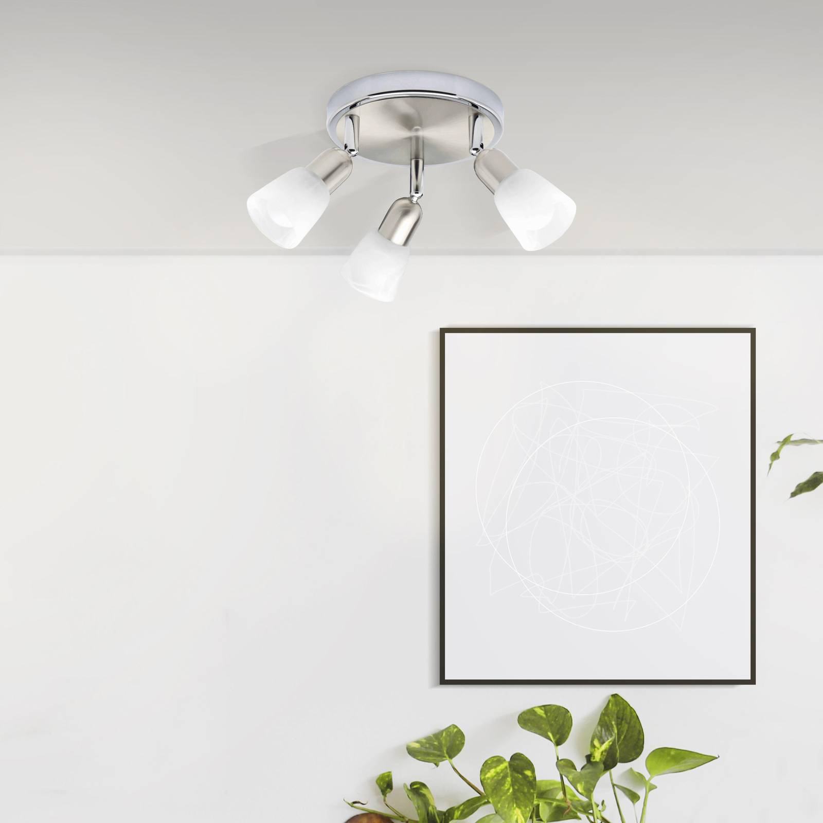 Deckenstrahler Sofia, eisen/chrom/weiß, Ø 20 cm, 3-flg. Deckenstrahler Sofia, eisen/chrom/weiß, Ø 20 cm, 3-flg. von Brilliant
