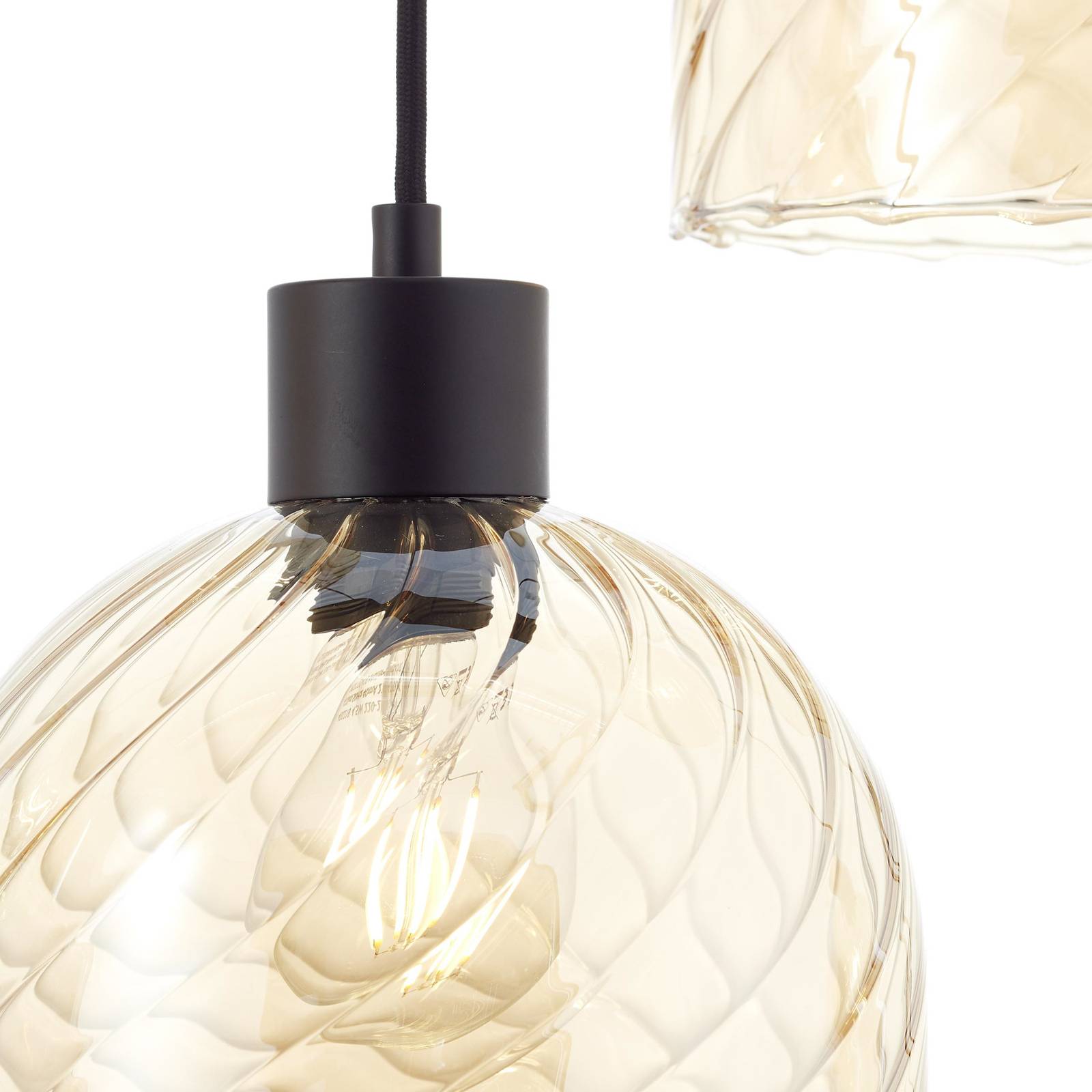Hängelampe Casto, Länge 95 cm, bernstein, 6-flg., Glas Hängelampe Casto, Länge 95 cm, bernstein, 6-flg., Glas von Brilliant