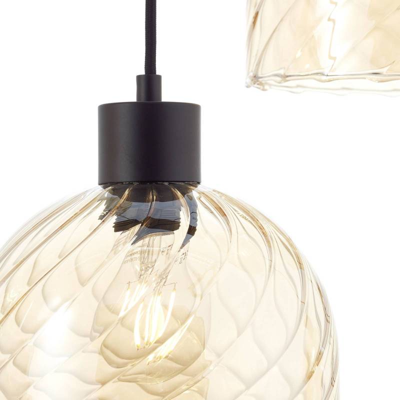 Hängelampe Casto, Länge 95 cm, bernstein, 6-flg., Glas von Brilliant